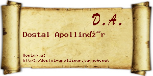 Dostal Apollinár névjegykártya